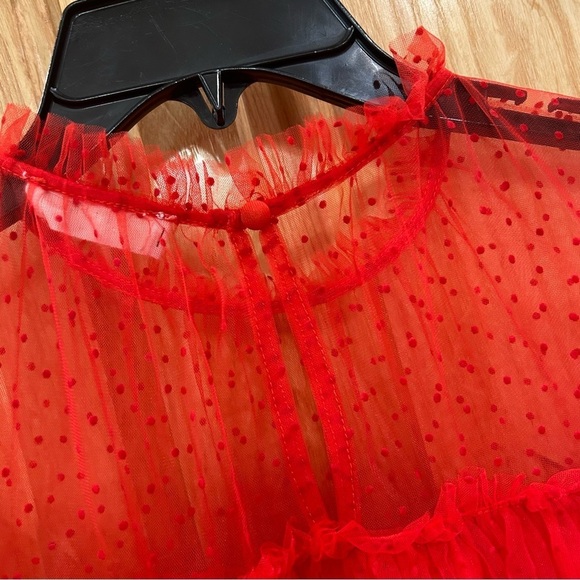 Storia Red Ruffled Tulle Dress - Picture 13 of 13